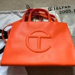 Telfar Medium Orange Shopping Tote Bag